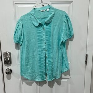 Liz Claiborne Turquoise Puff Sleeve Blouse